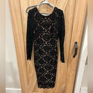 Dress the Population Lace Sheath Dress with Nude Lining